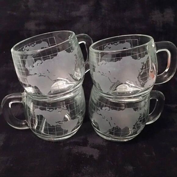 Other - Vintage Nescafe World Map Coffee Mugs (Set Of 4)